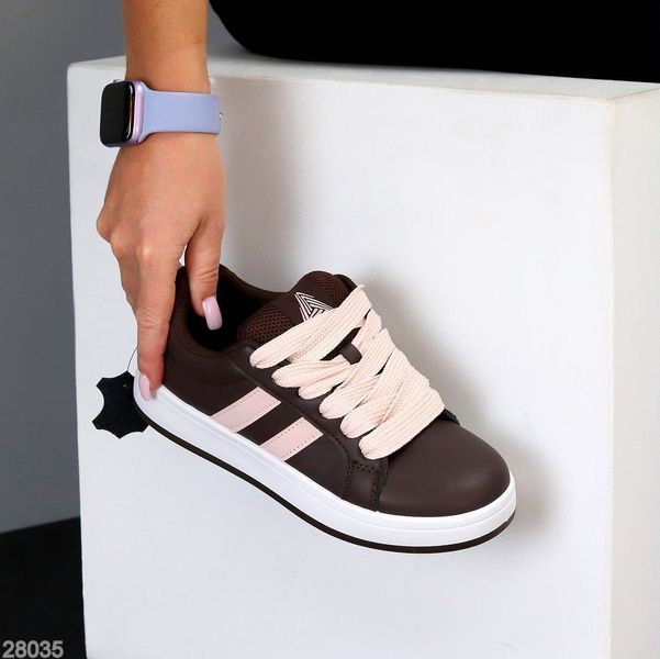 Кожаные кеды на платформе Ш28035 фото