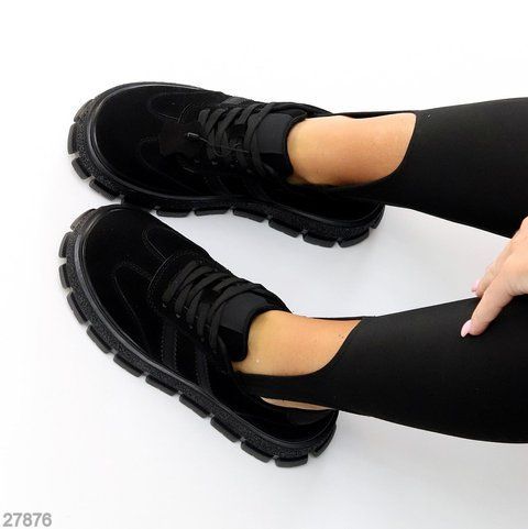 Комбинированные кроссовки на платформе Ш27876 фото